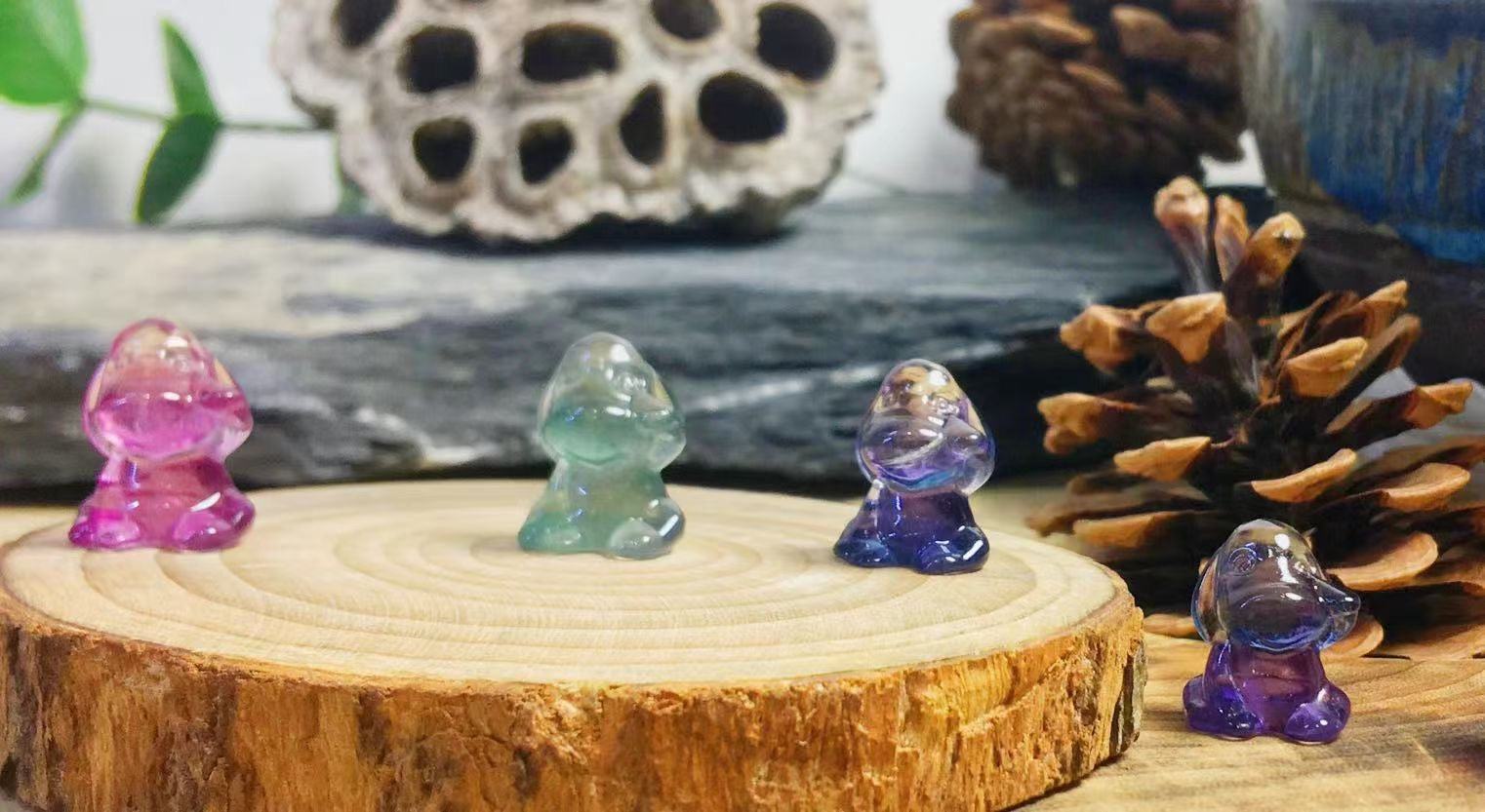 Mini Fluorite Eyore Natural Crystal Carvings