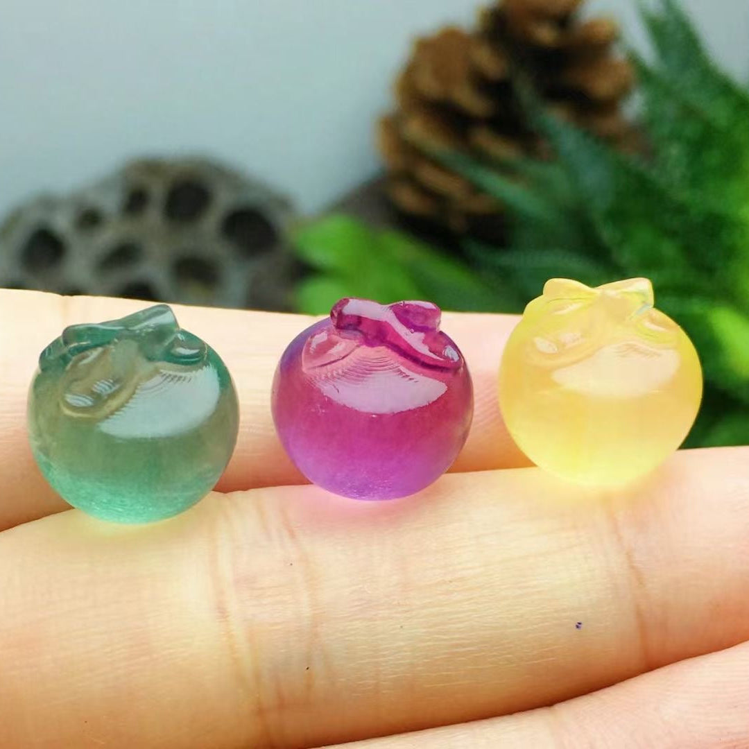 Mini Fluorite Apple Natural Crystal Carvings
