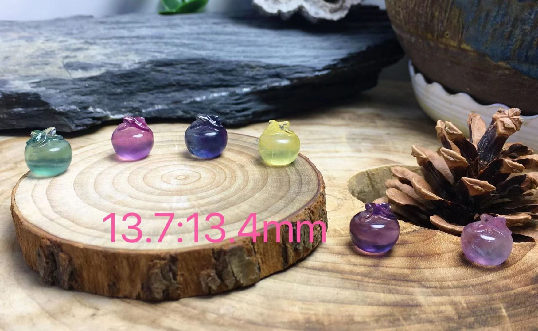 Mini Fluorite Apple Natural Crystal Carvings