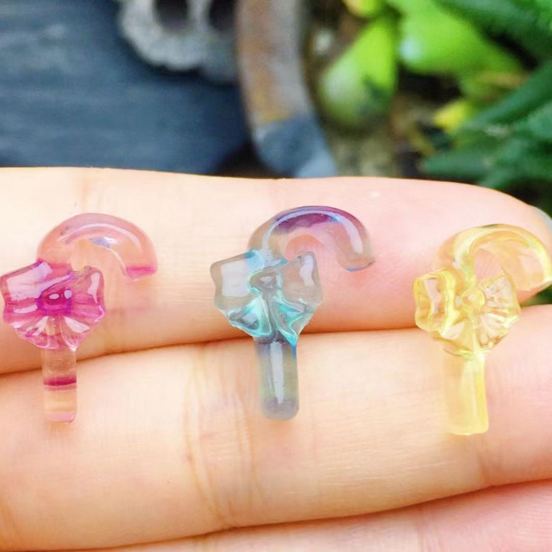 Mini Fluorite Candy Cane Natural Crystal Carvings