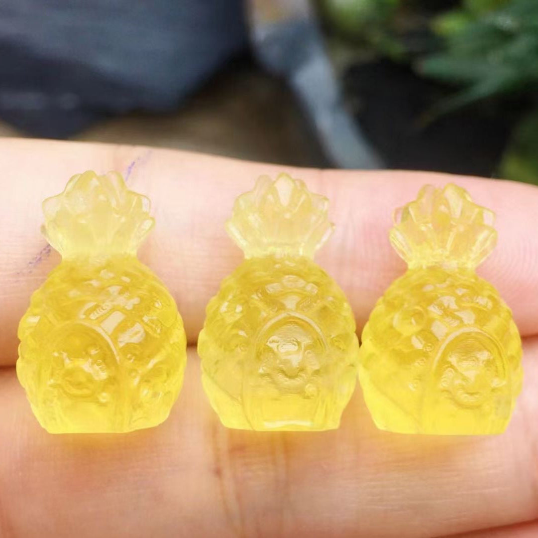 Mini Fluorite Pineapple House Natural Crystal Carvings