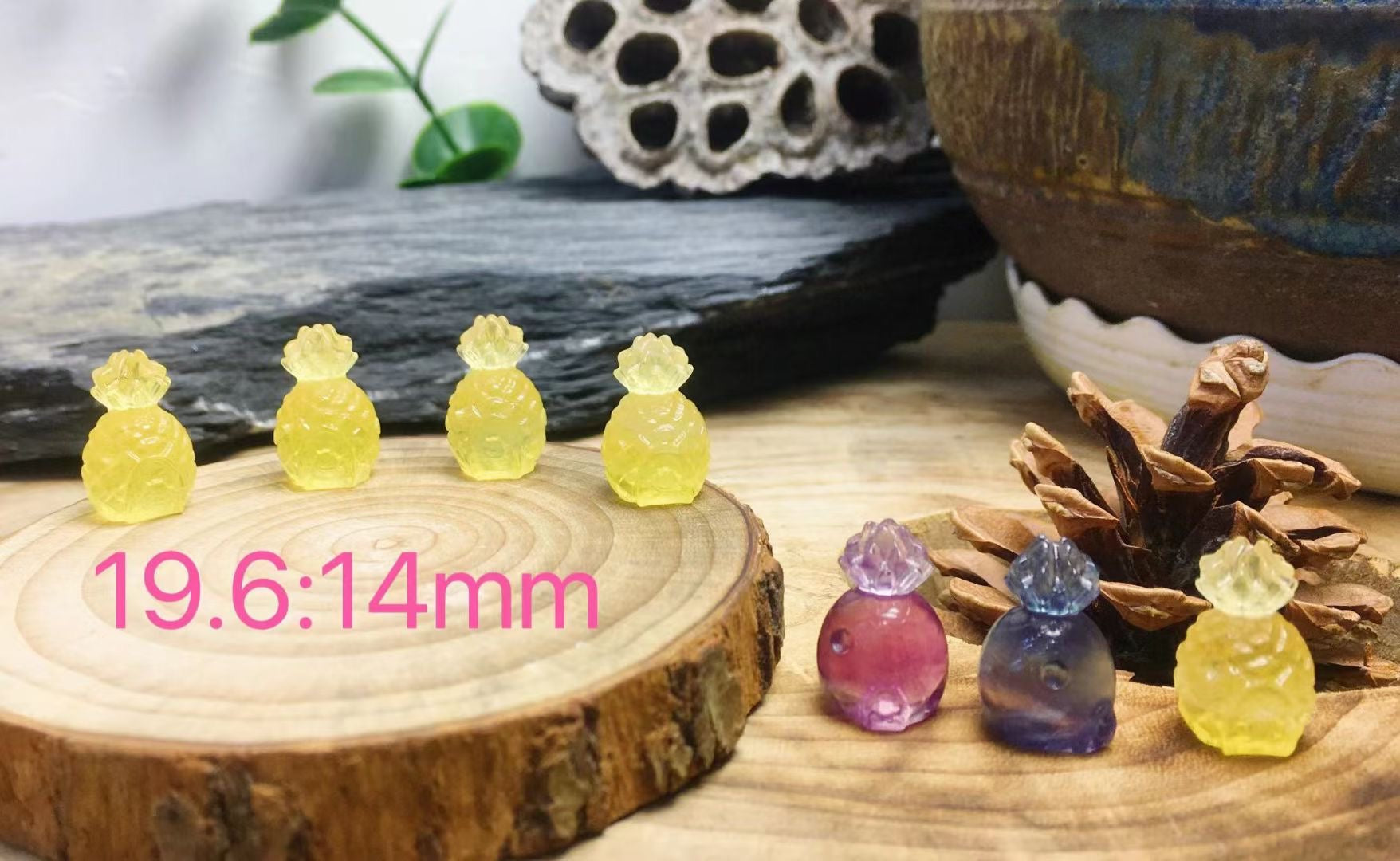 Mini Fluorite Pineapple House Natural Crystal Carvings