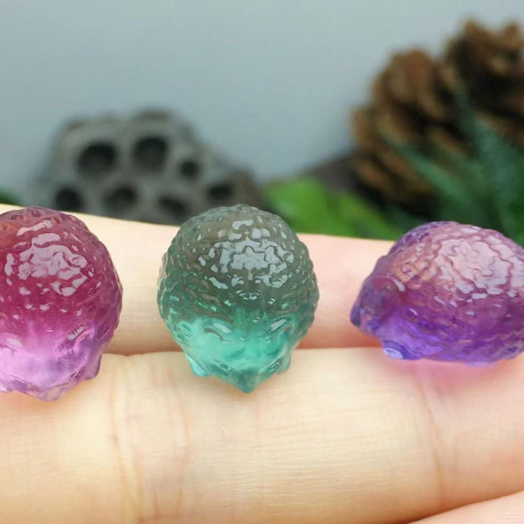 Mini Fluorite Hedgehog Natural Crystal Carvings