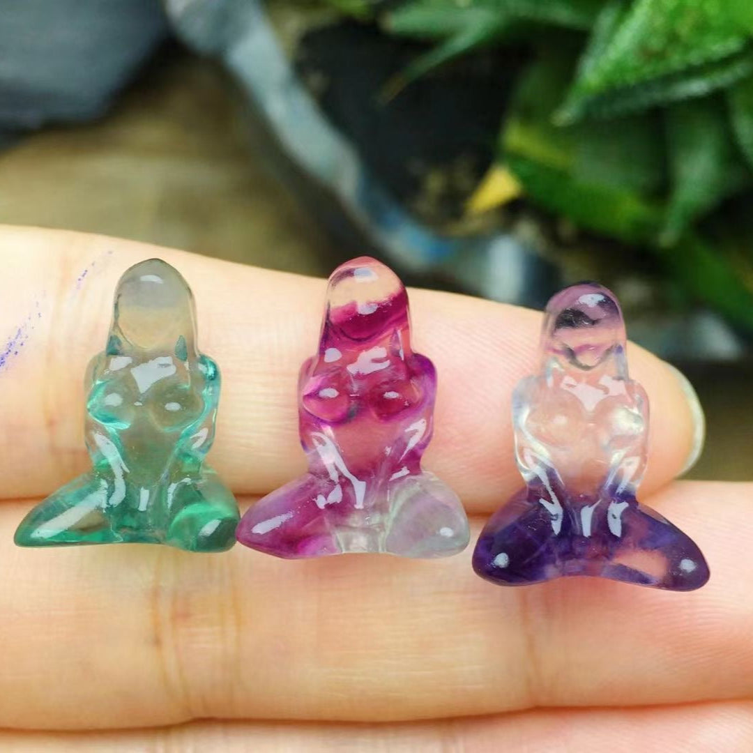 Mini Fluorite Housemaid Natural Crystal Carvings