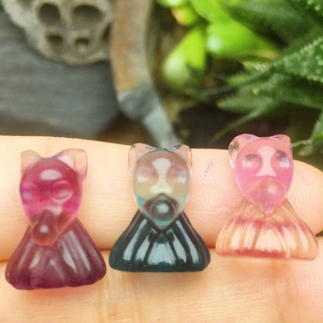 Mini Fluorite Zero Dog Natural Crystal Carvings