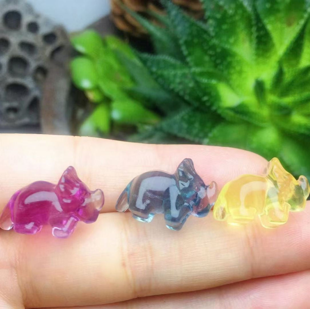 Mini Fluorite Triceratops Natural Crystal Carvings