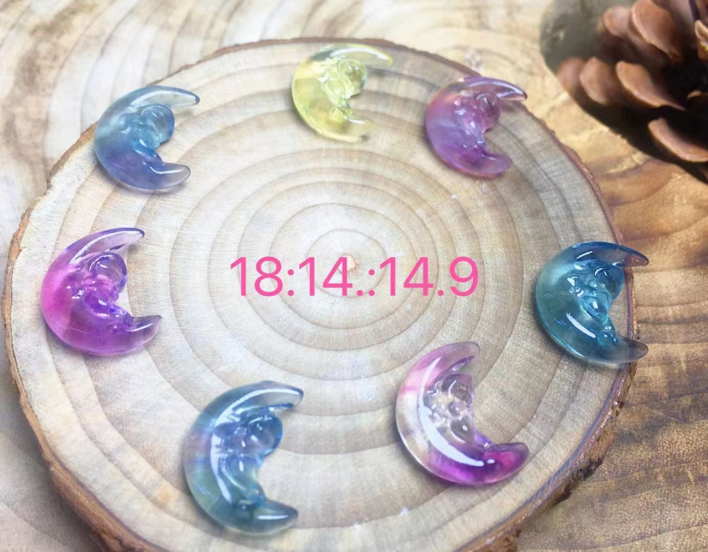 Mini Fluorite Mermaid on Moon Natural Crystal Carvings