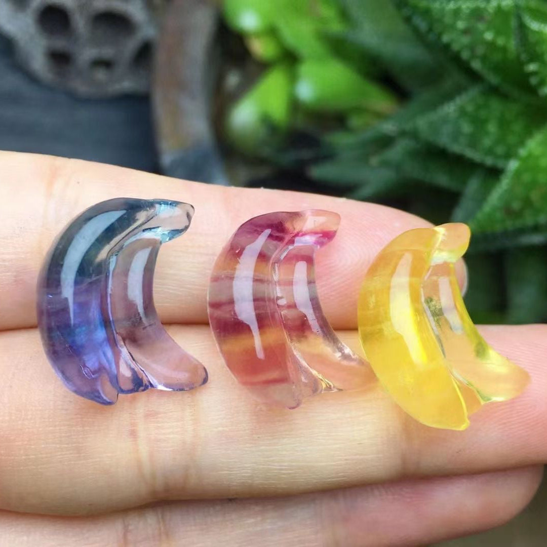 Mini Fluorite Banana Natural Crystal Carvings