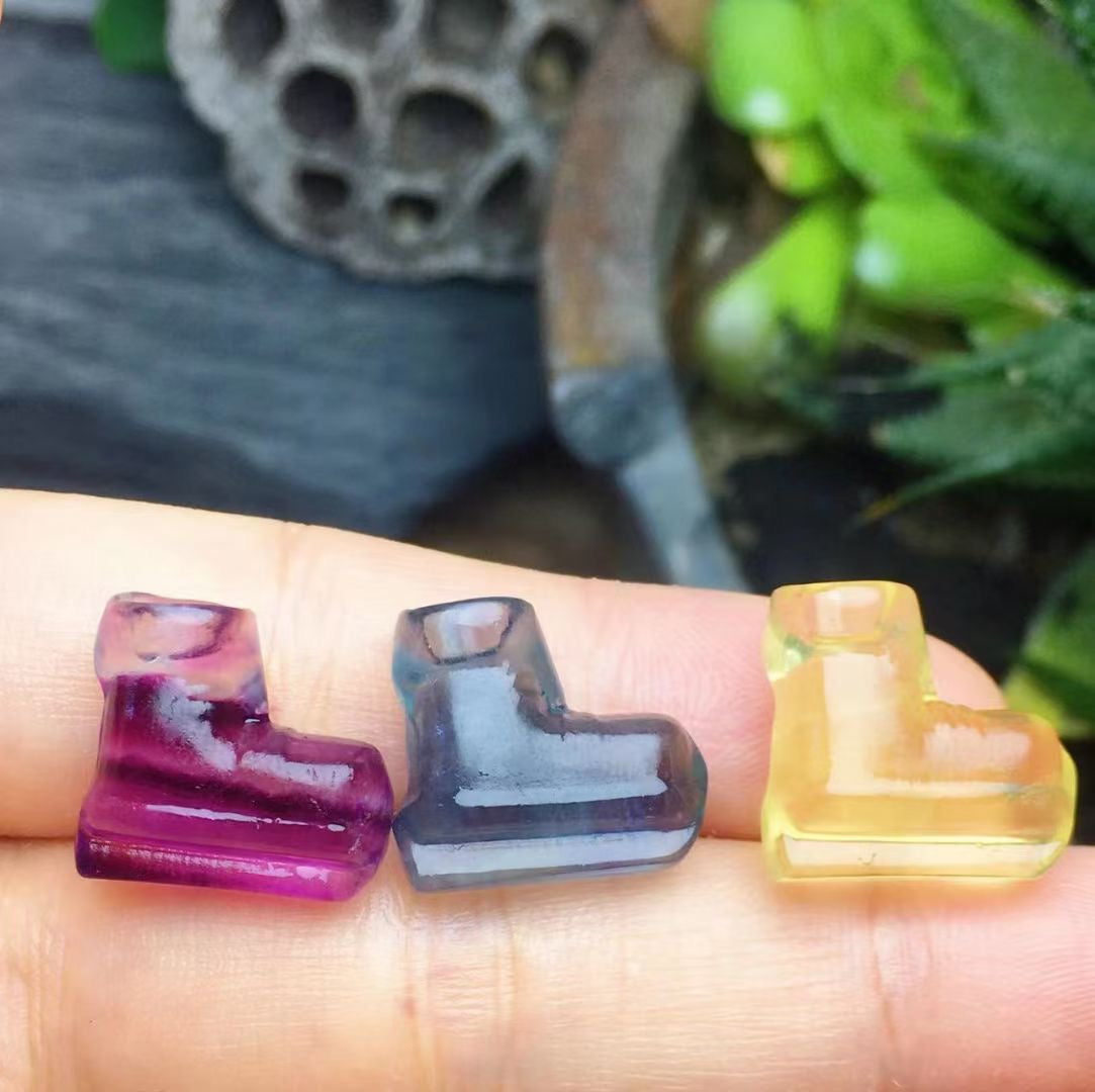 Mini Fluorite Ice Skates Natural Crystal Carvings