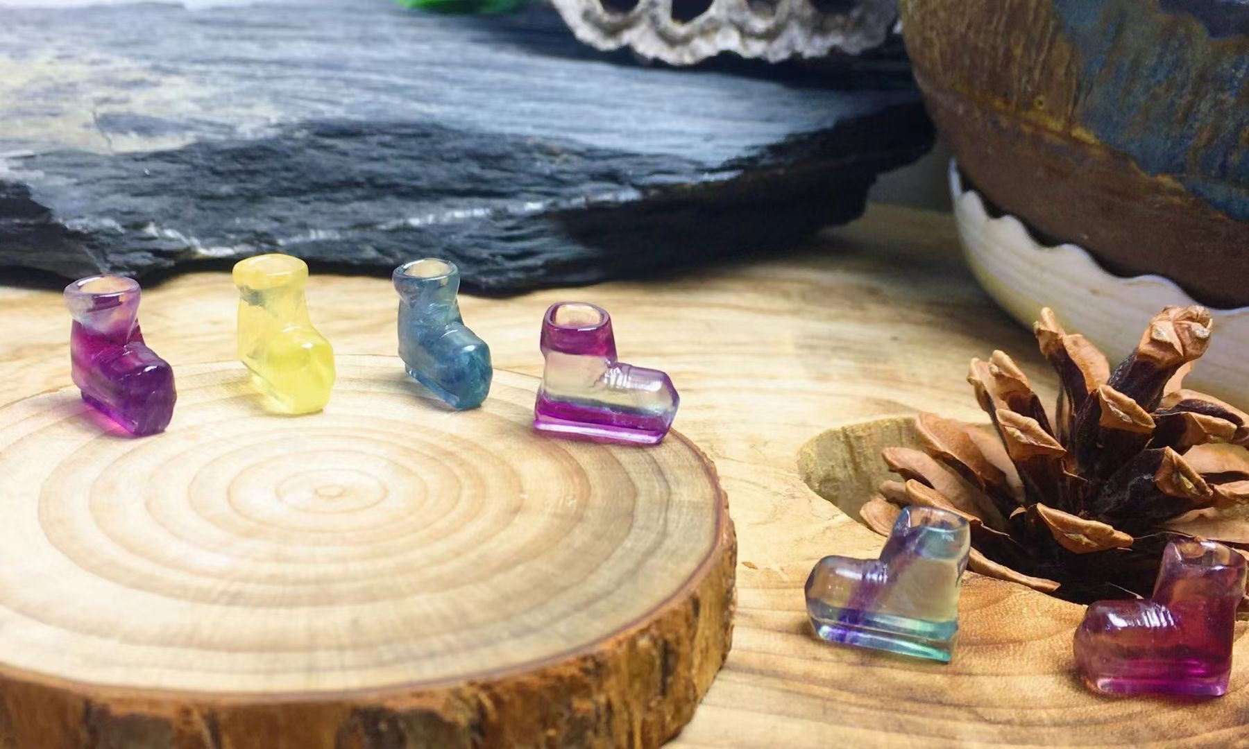 Mini Fluorite Ice Skates Natural Crystal Carvings