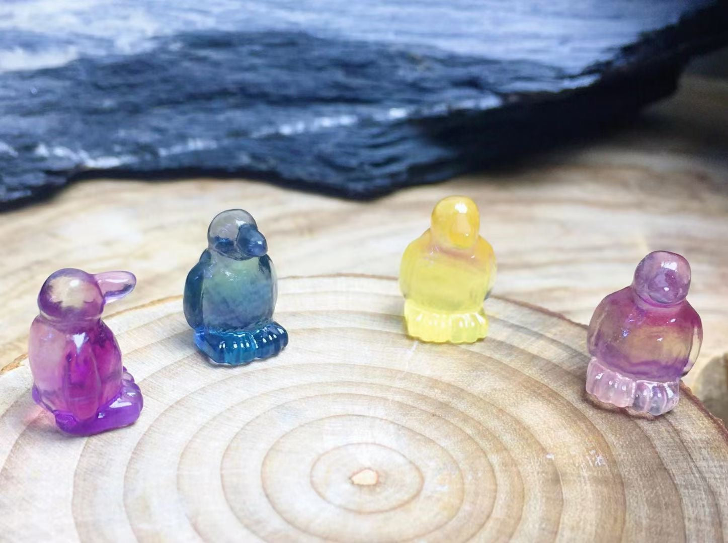 Mini Fluorite Penguin Natural Crystal Carvings