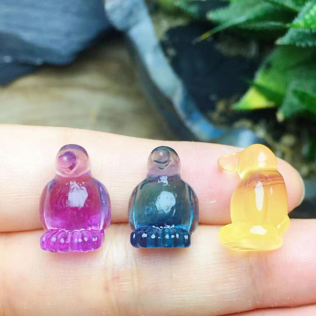Mini Fluorite Penguin Natural Crystal Carvings