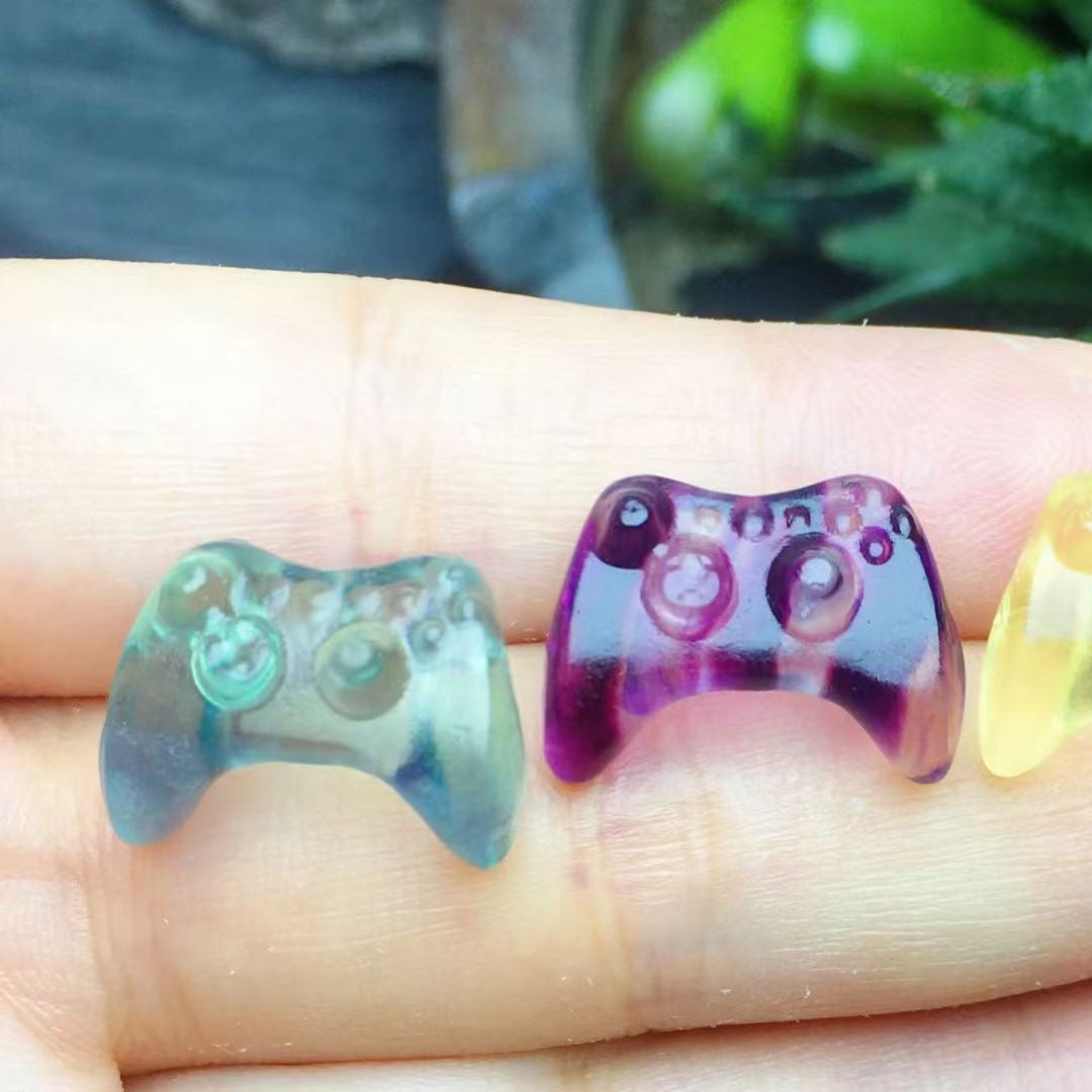 Mini Fluorite Game Controller Natural Crystal Carvings