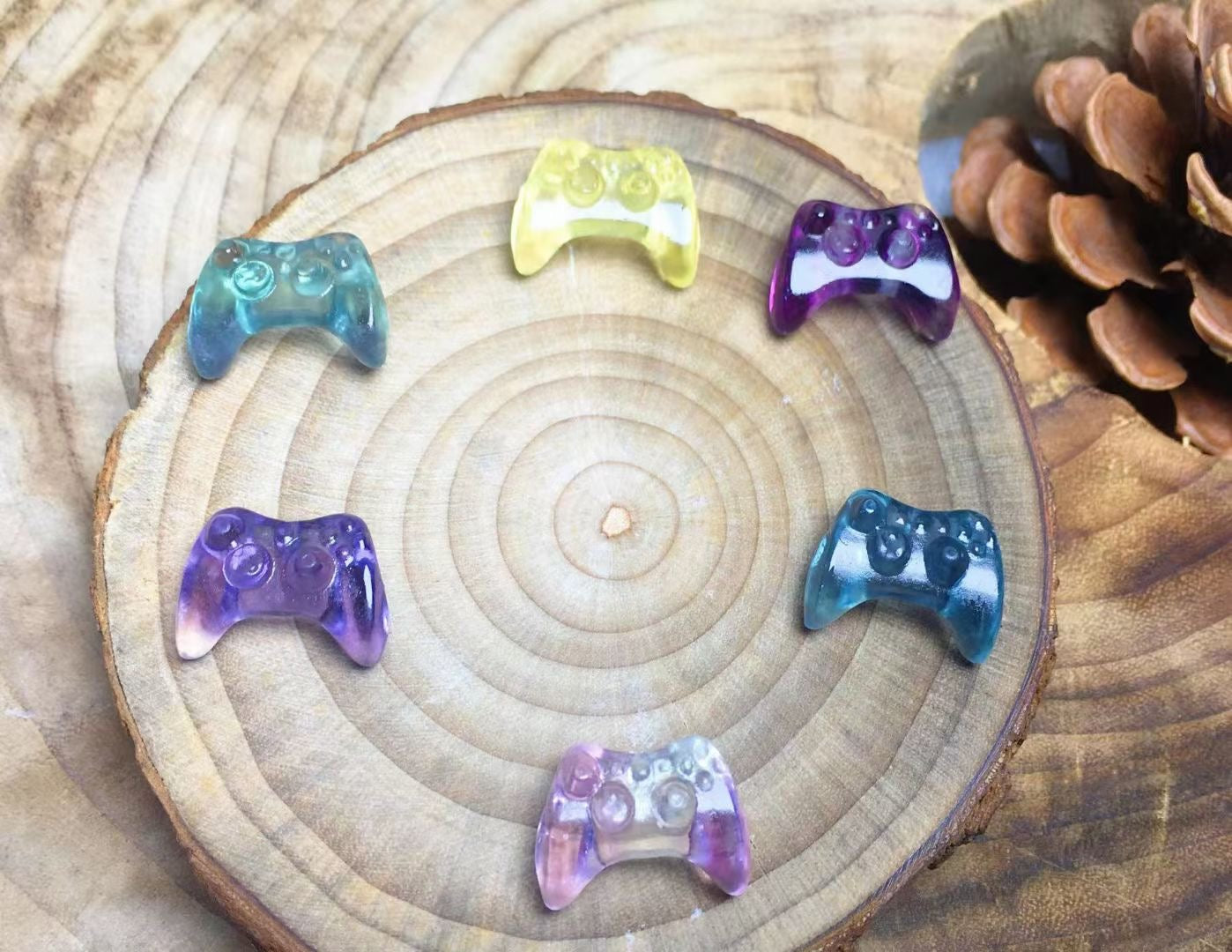 Mini Fluorite Game Controller Natural Crystal Carvings