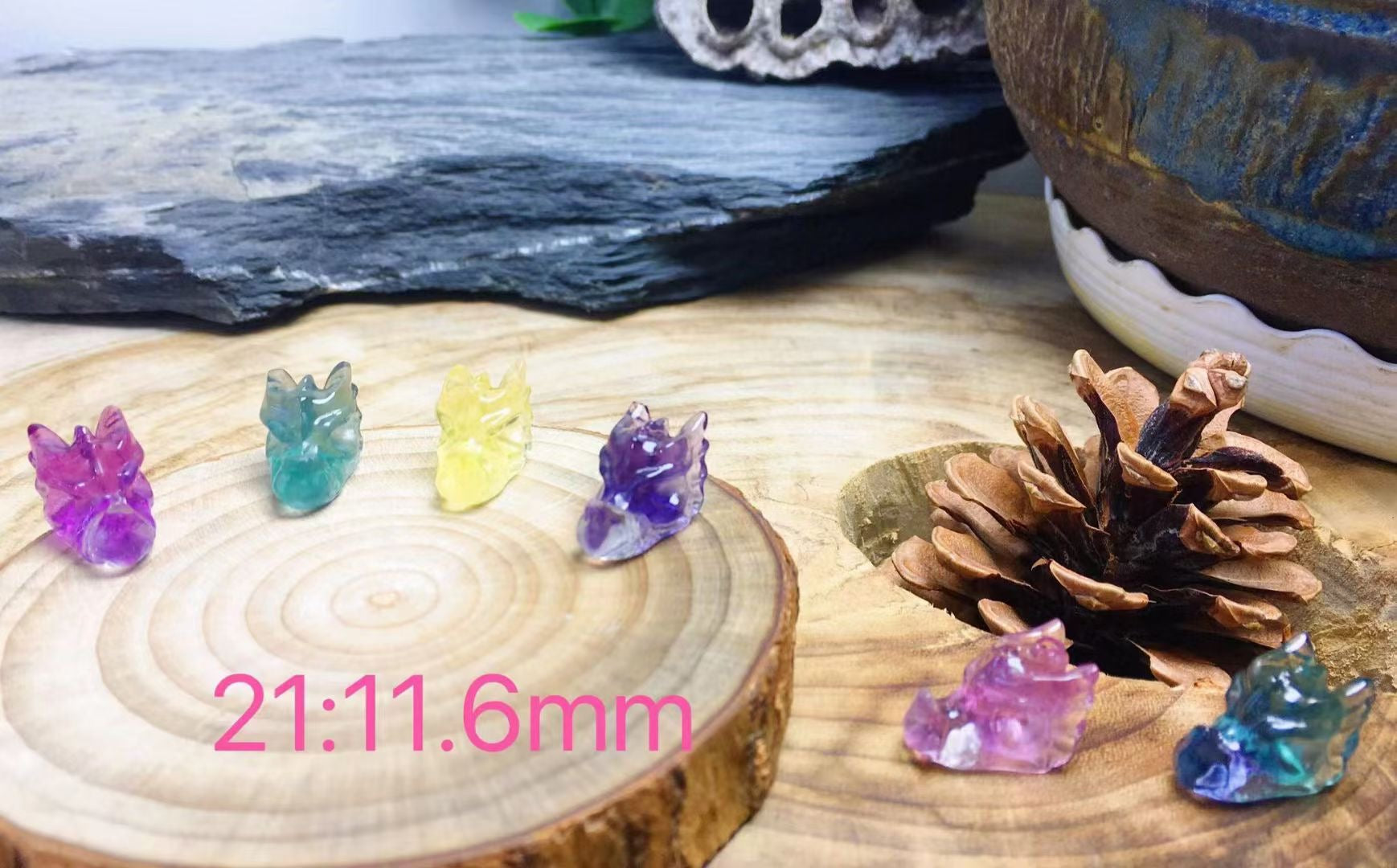 Mini Fluorite Dragon Head Natural Crystal Carvings