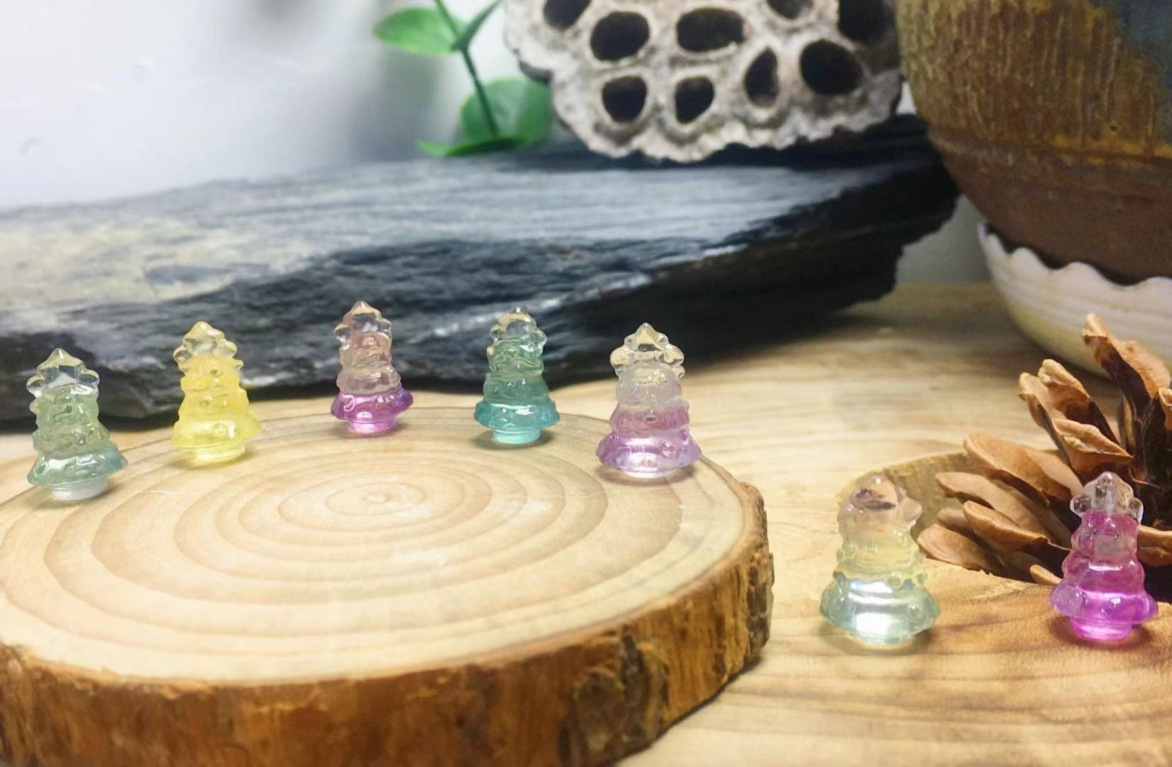 Mini Fluorite Christmas Tree Natural Crystal Carvings