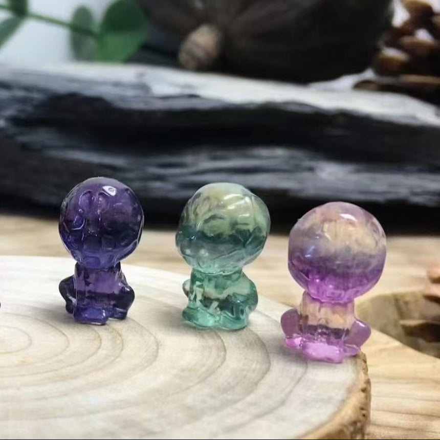 Mini Fluorite Marvel Hero Natural Crystal Carvings