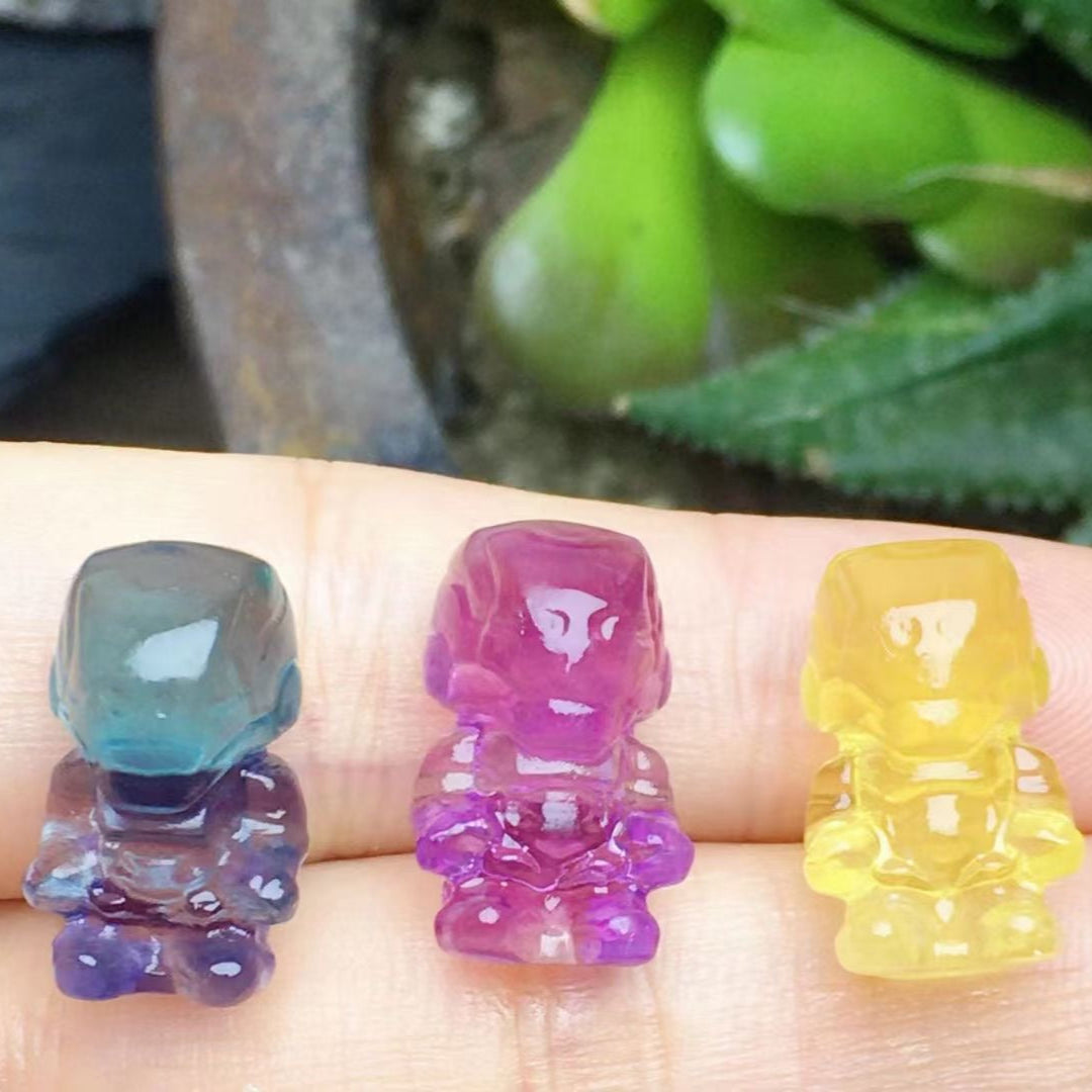 Mini Fluorite Marvel Hero Natural Crystal Carvings