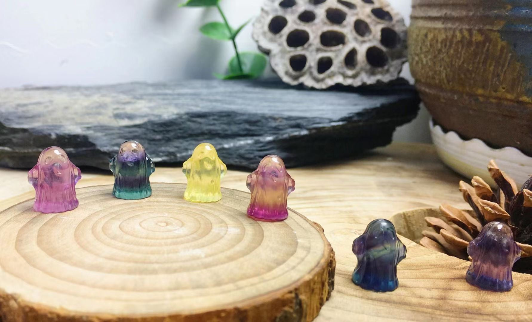 Mini Fluorite Ghost Natural Crystal Carvings