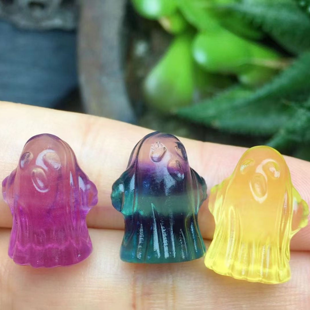 Mini Fluorite Ghost Natural Crystal Carvings