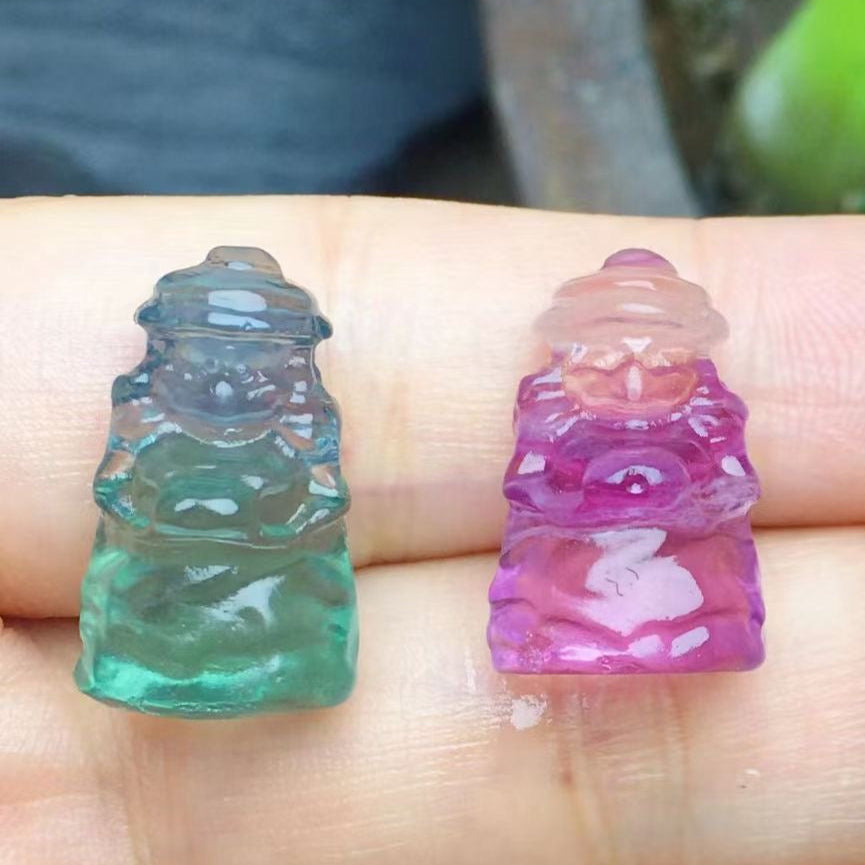 Mini Fluorite Witch Natural Crystal Carvings