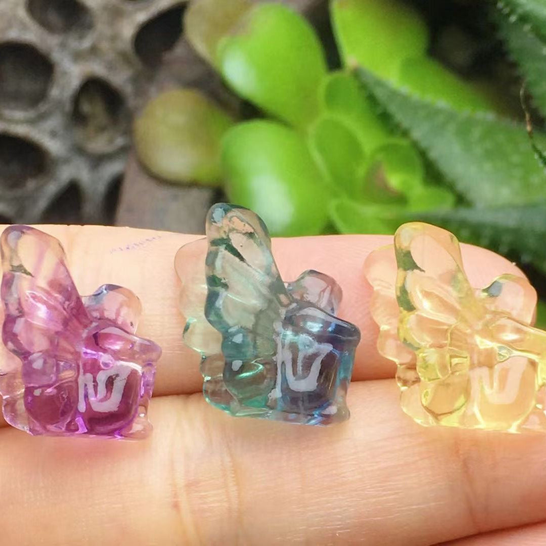Mini Fluorite Butterfly Fairy Natural Crystal Carvings