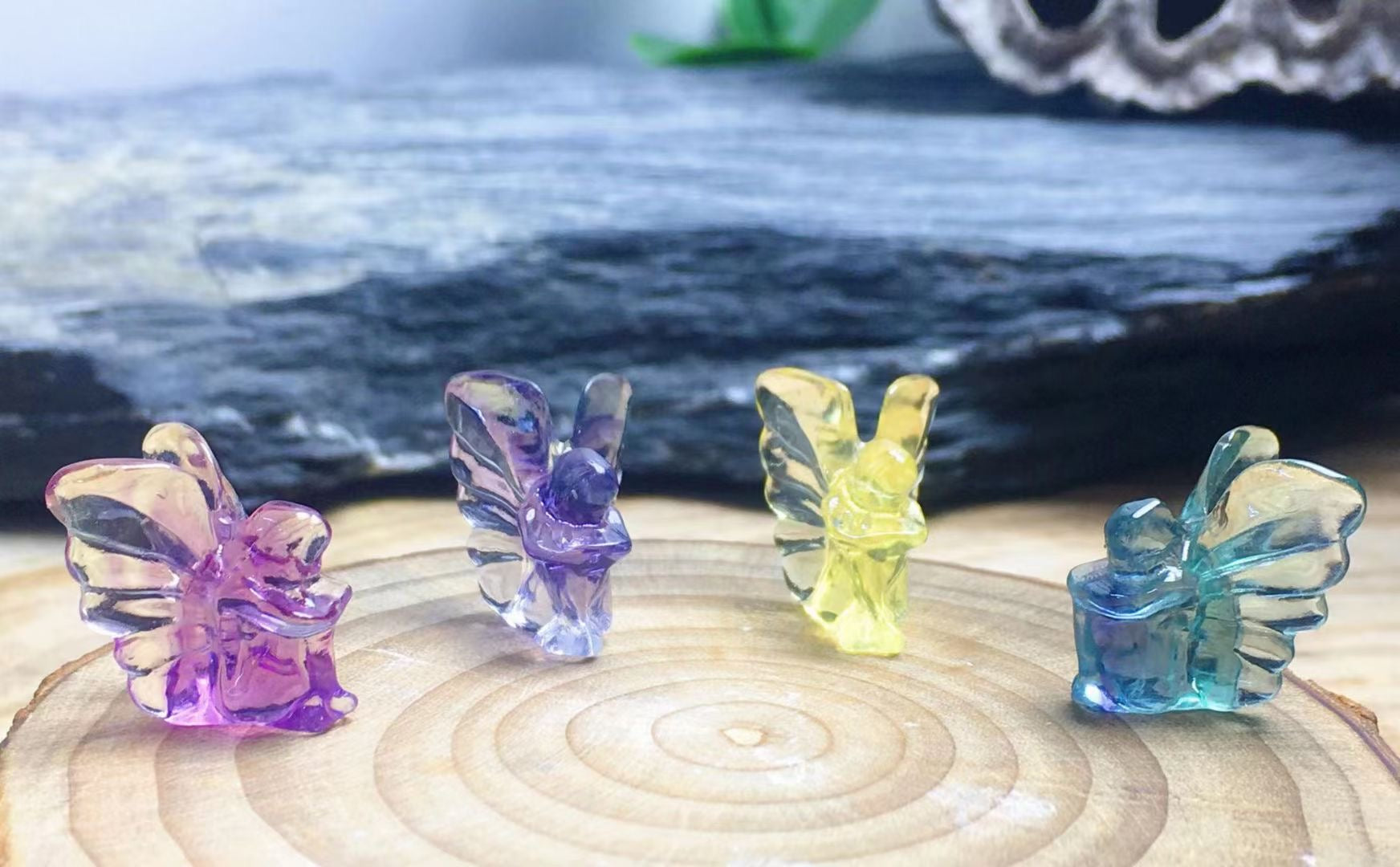 Mini Fluorite Butterfly Fairy Natural Crystal Carvings
