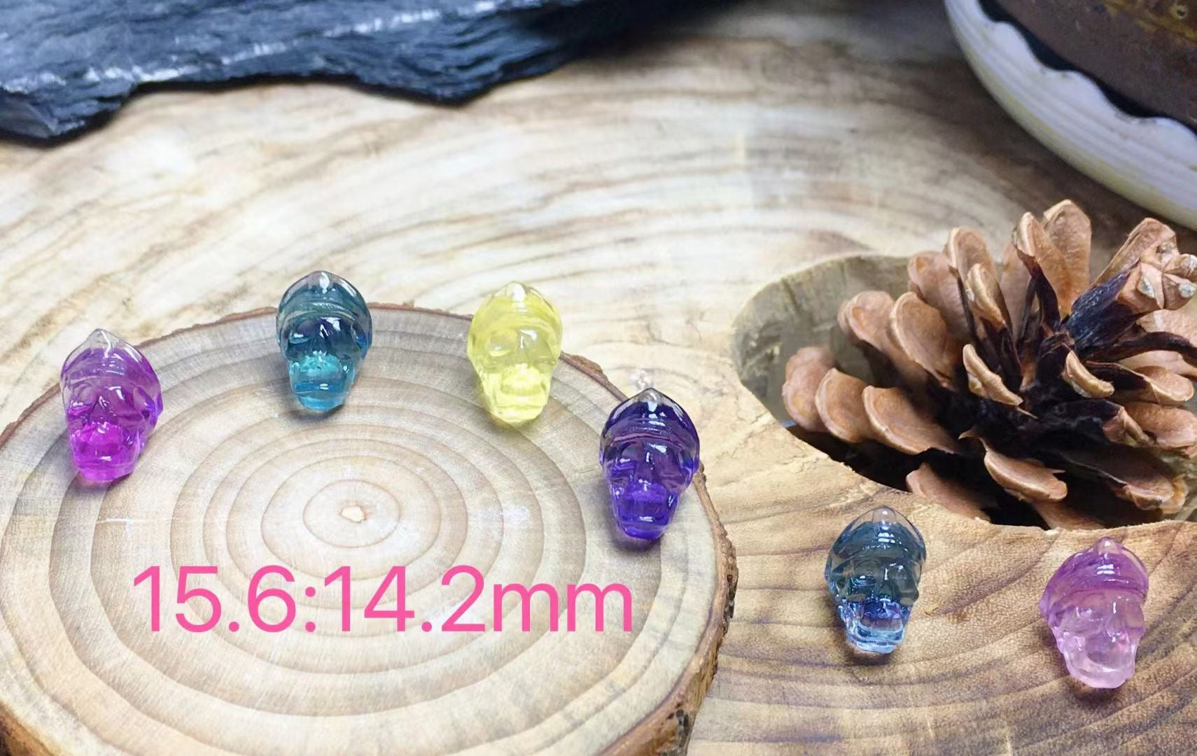 Mini Fluorite Pirate Skull Natural Crystal Carvings