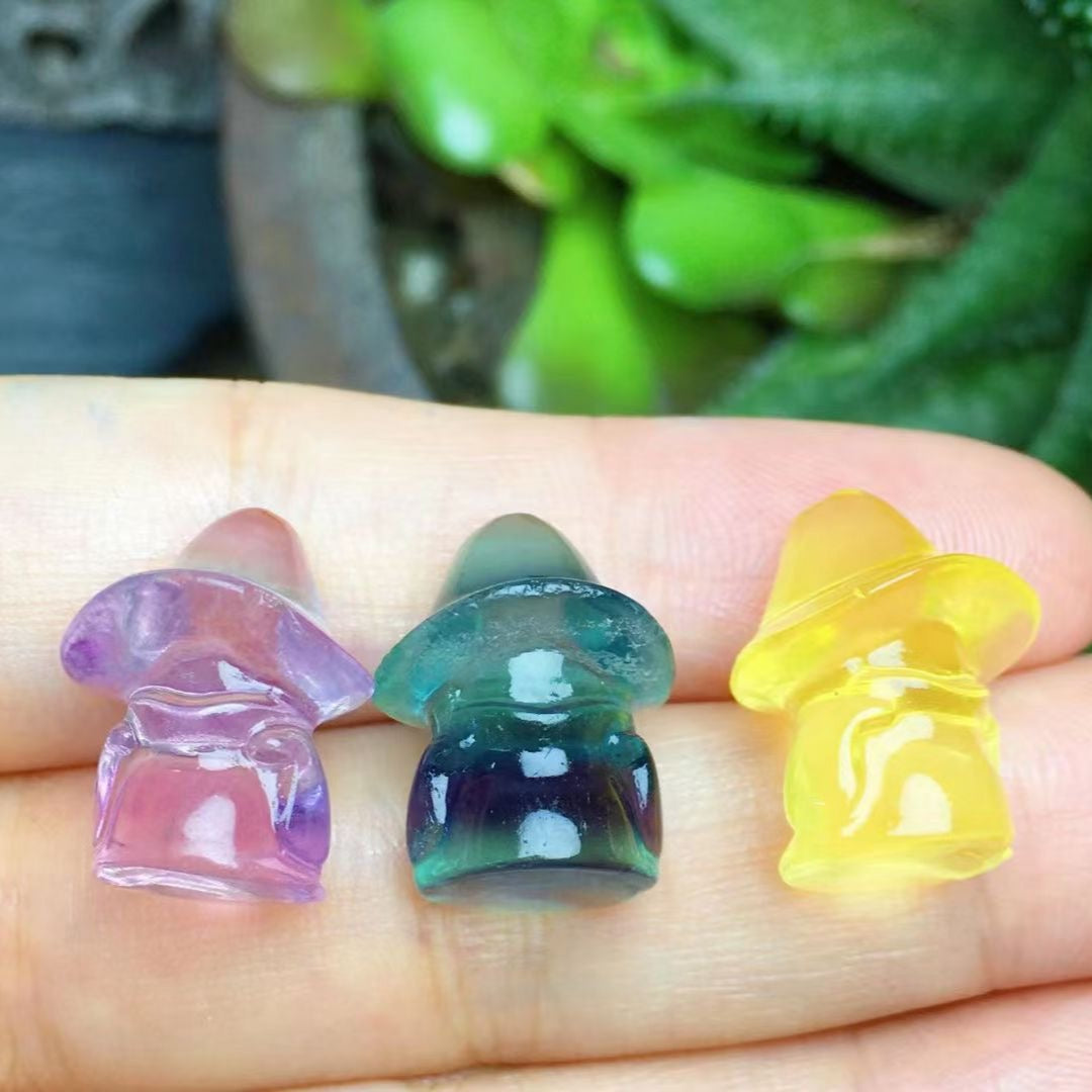 Mini Fluorite Witch Natural Crystal Carvings