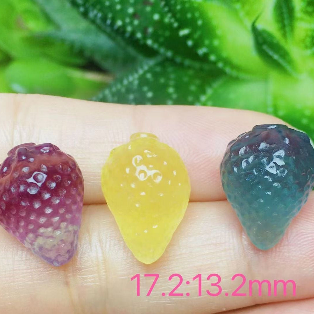 Mini Fluorite Strawberry Natural Crystal Carvings