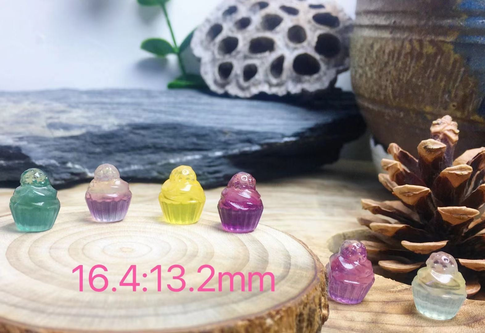 Mini Fluorite Cup Cake Natural Crystal Carvings