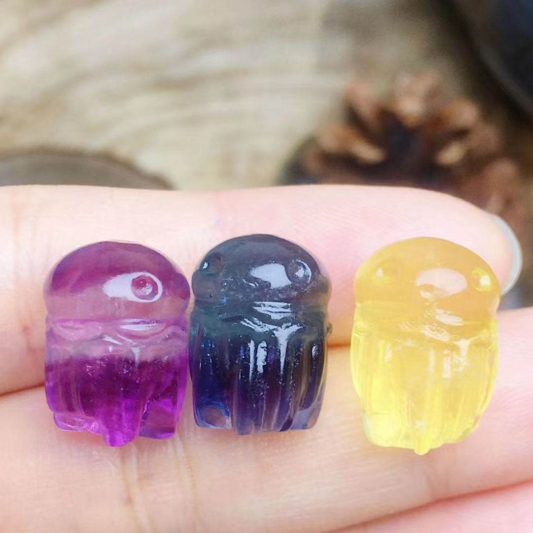 Mini Fluorite Jelly Fish Natural Crystal Carvings