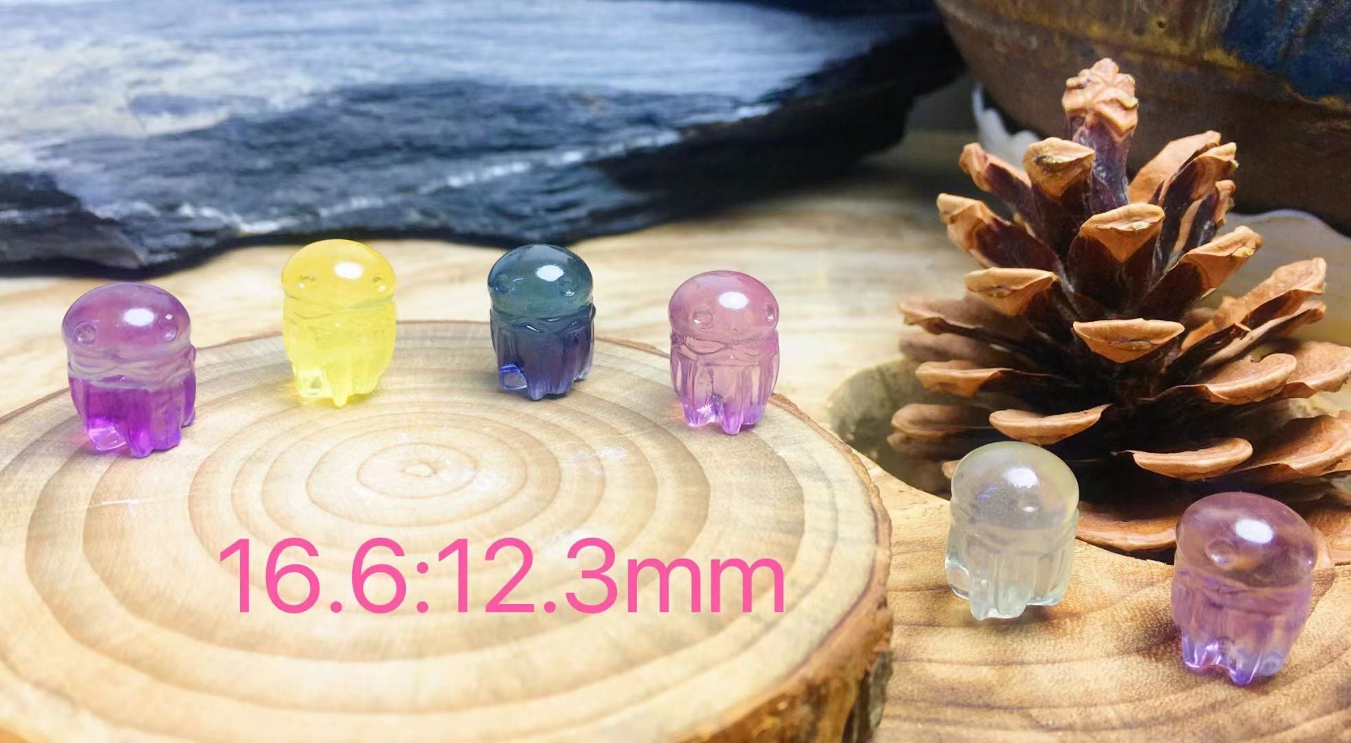 Mini Fluorite Jelly Fish Natural Crystal Carvings