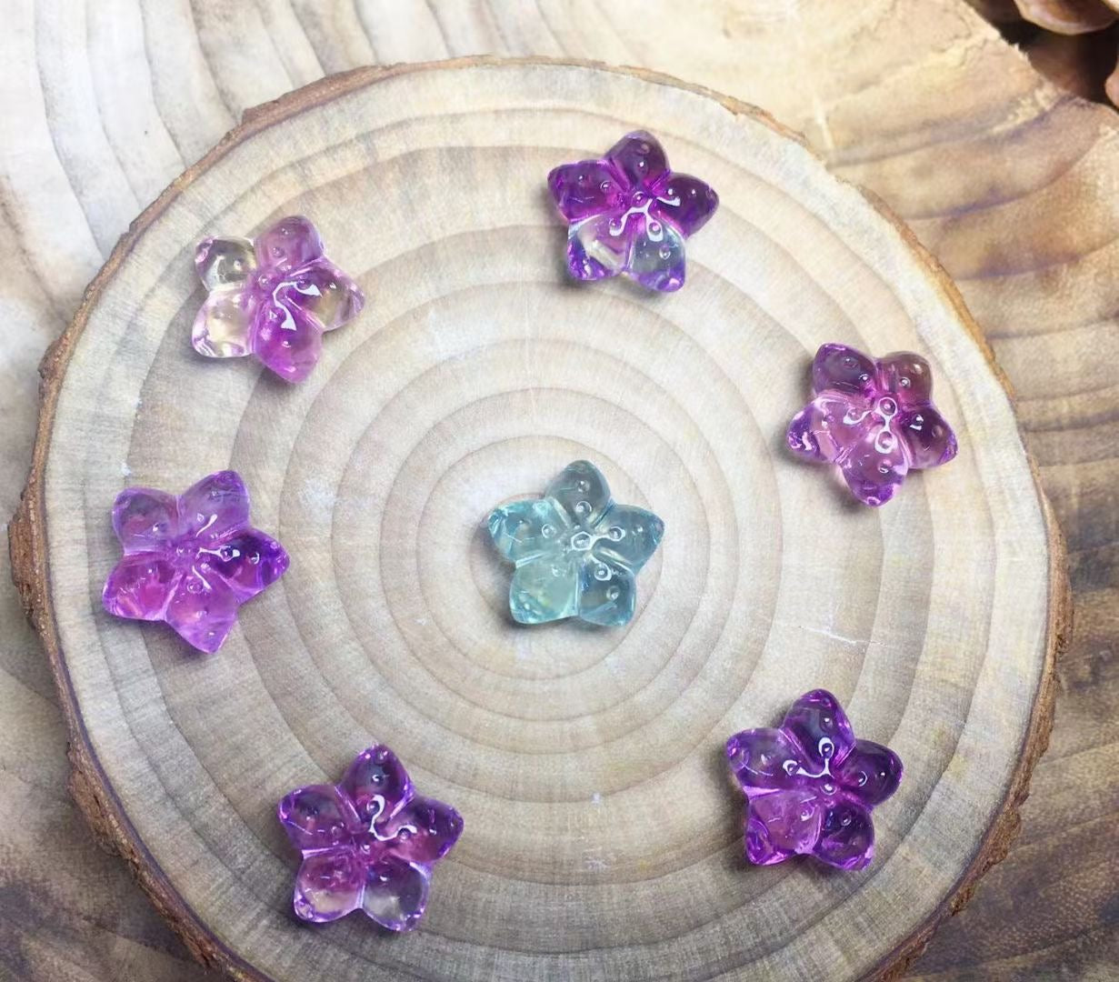 Mini Fluorite Star Fish Natural Crystal Carvings
