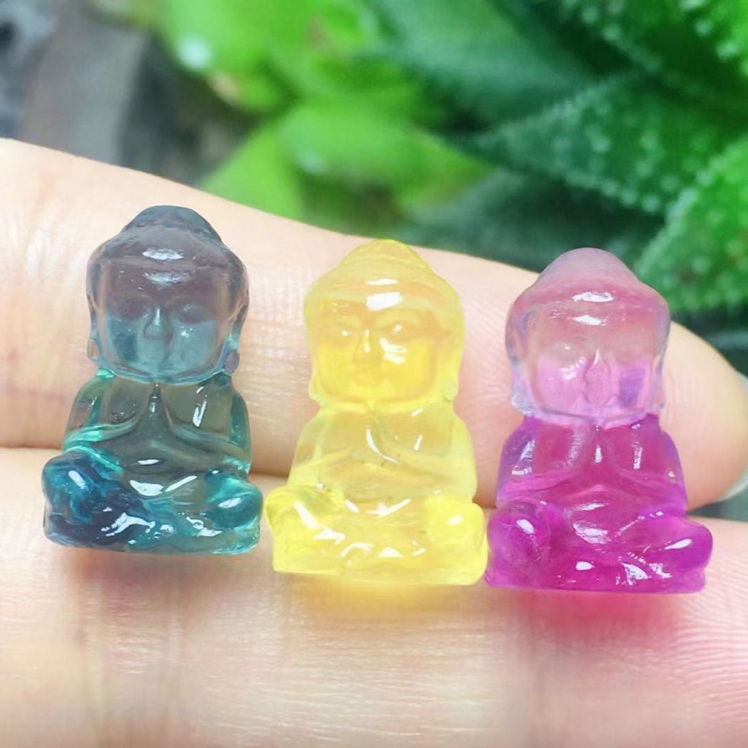 Mini Fluorite Baby Buddha Natural Crystal Carvings
