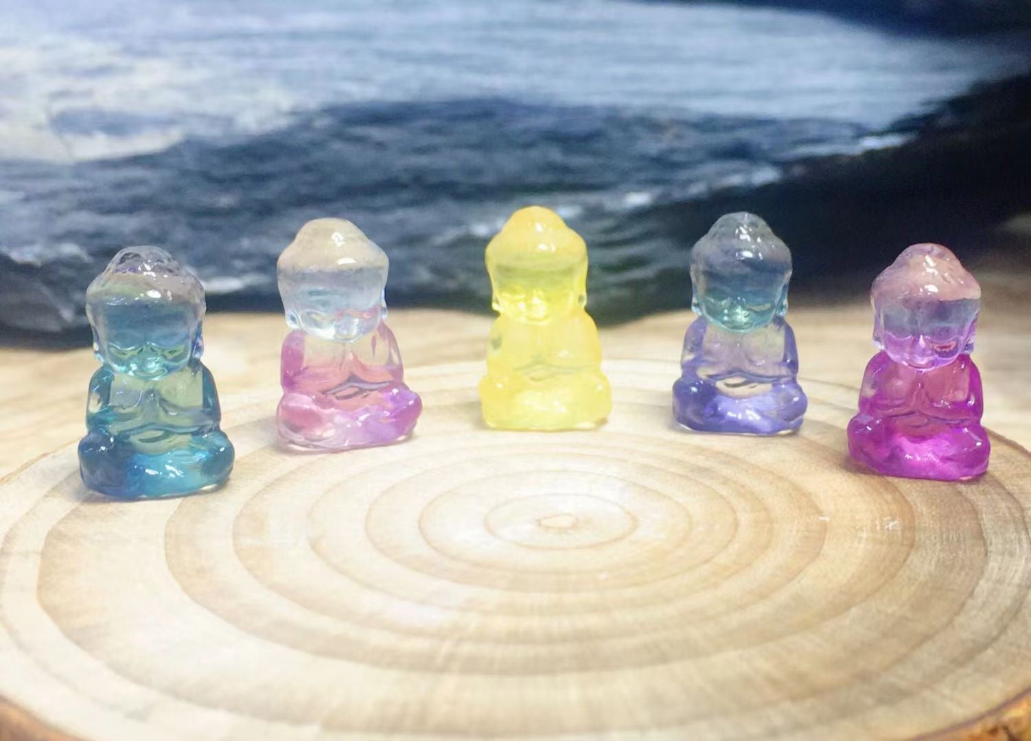 Mini Fluorite Baby Buddha Natural Crystal Carvings