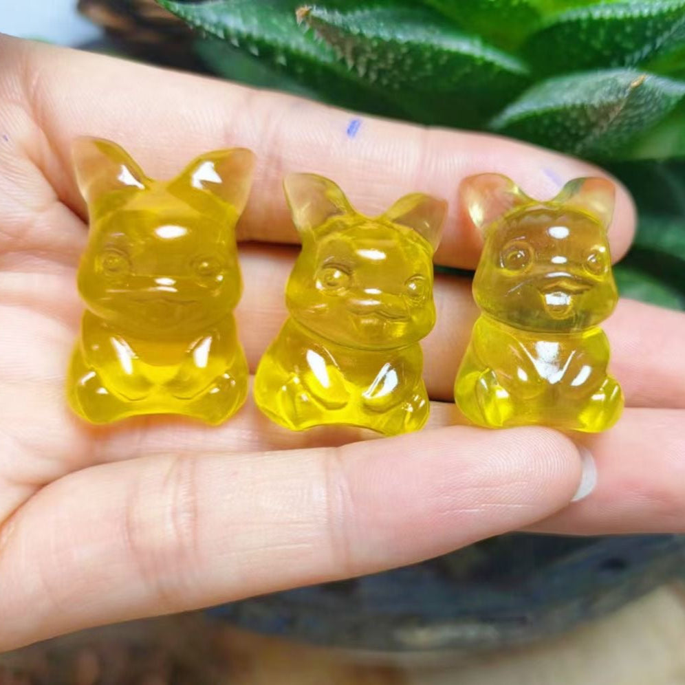 Mini Fluorite Pikach Natural Crystal Carvings