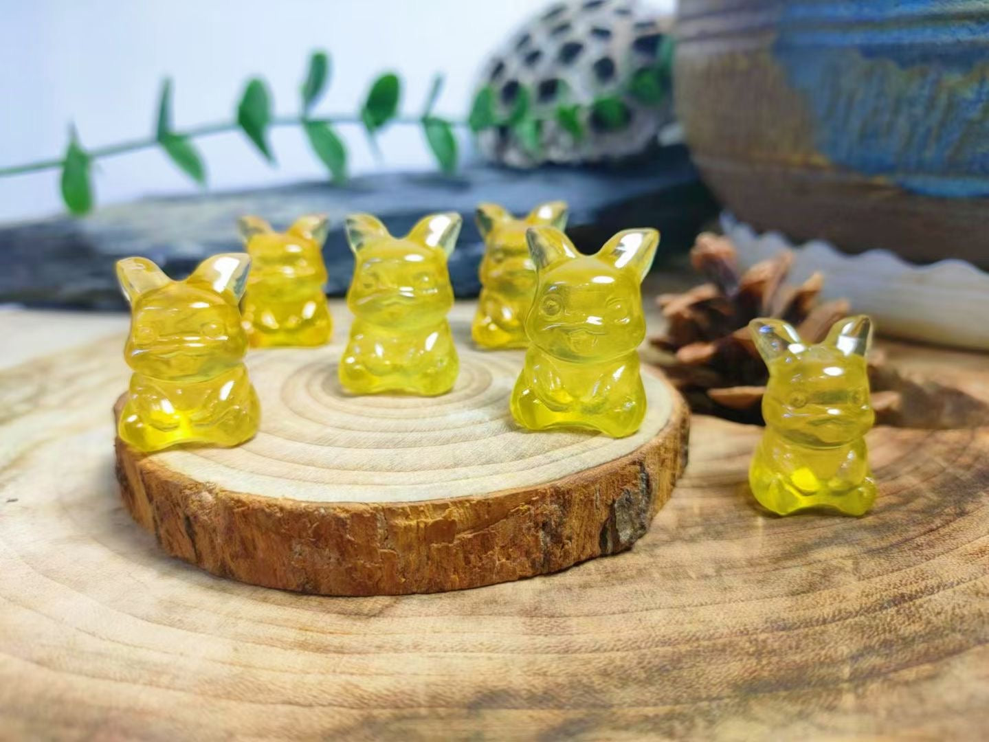 Mini Fluorite Pikach Natural Crystal Carvings