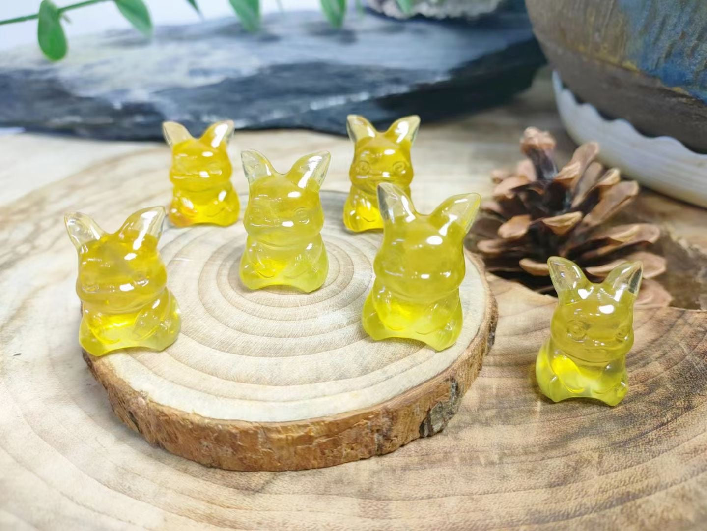 Mini Fluorite Pikach Natural Crystal Carvings