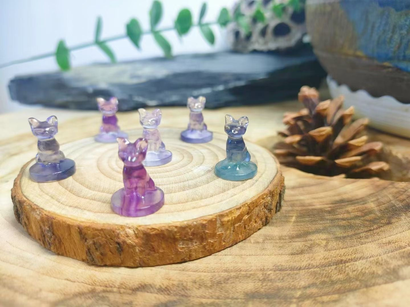 Mini Fluorite Fox Natural Crystal Carvings Wholesale