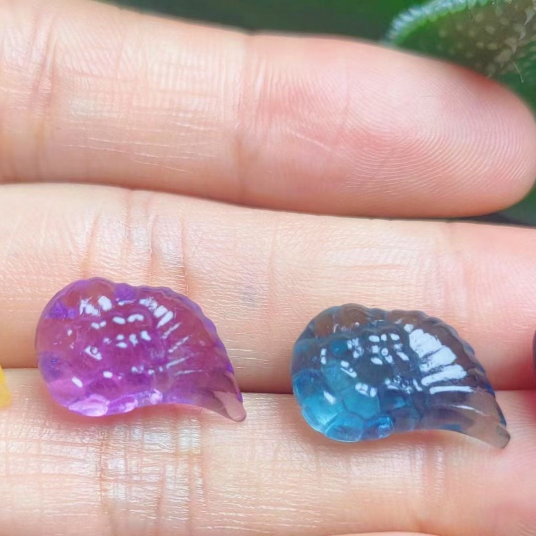 Mini Fluorite Angel Wing Natural Crystal Carvings Wholesale