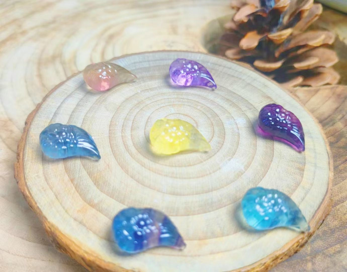 Mini Fluorite Angel Wing Natural Crystal Carvings Wholesale