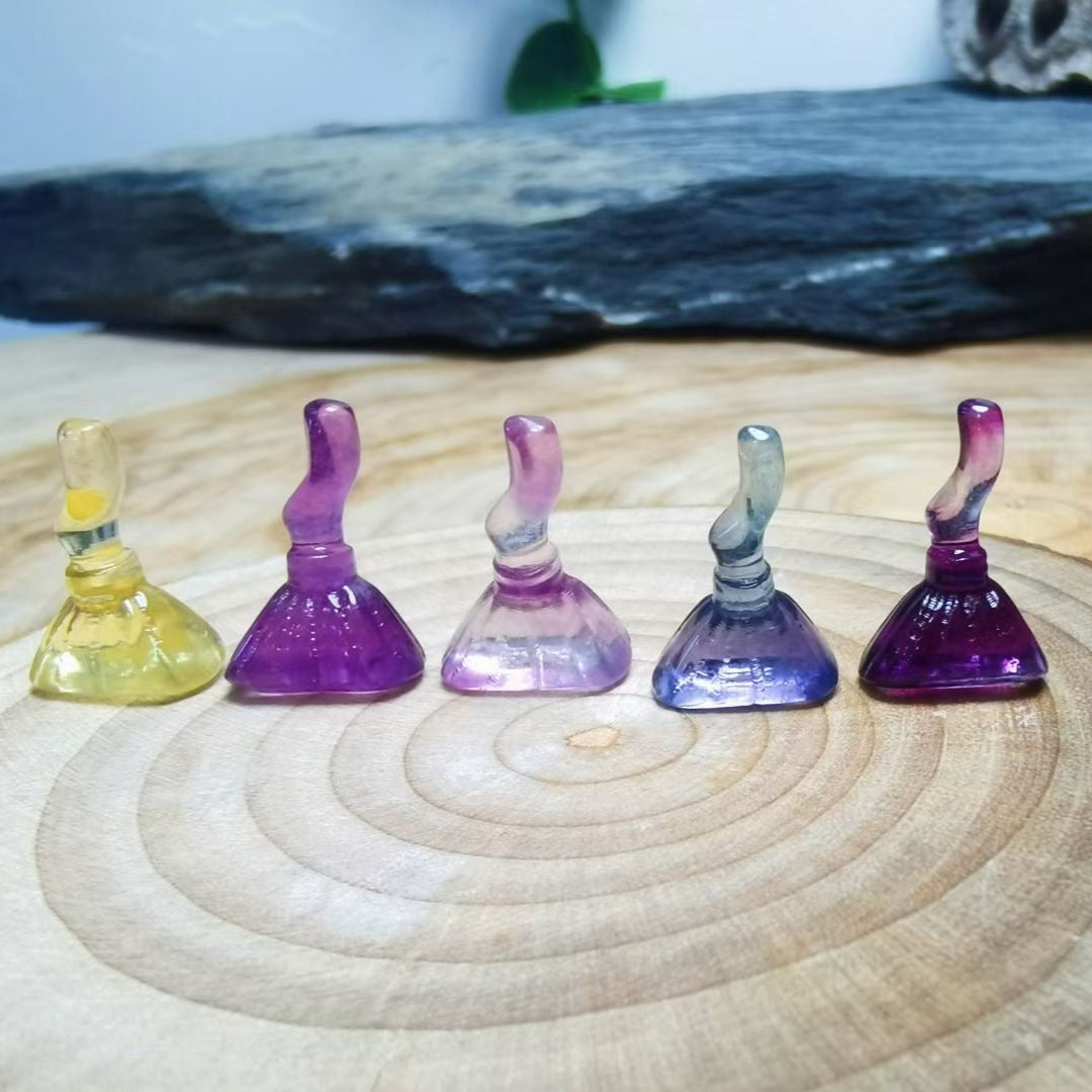 Mini Fluorite Magic Broom Natural Crystal Carvings Wholesale