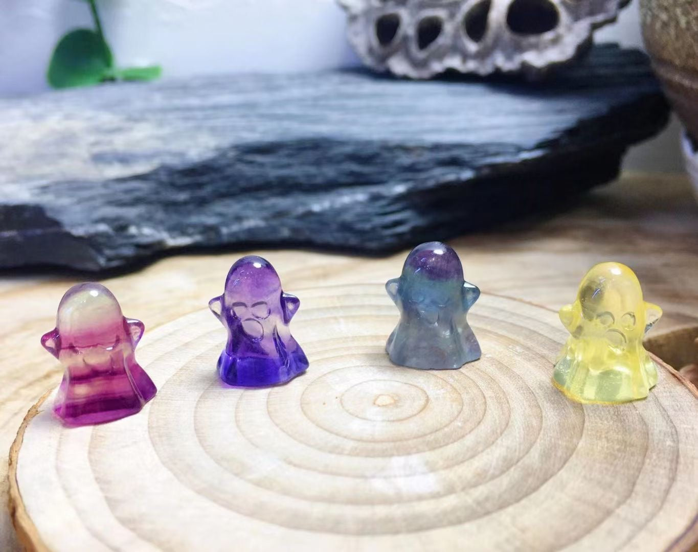 Mini Fluorite Ghost Natural Crystal Carvings Wholesale