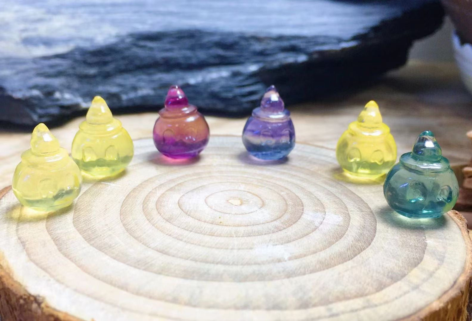 Mini Fluorite Pumpkin Lantern Natural Crystal Carvings Wholesale