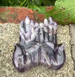 12CM Chevron Amethyst Labradorite Hands Palm Carvings