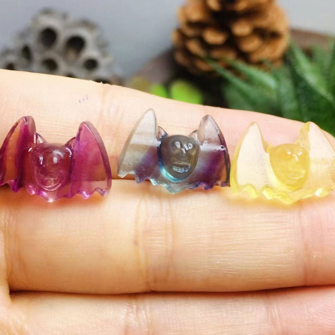 Mini Fluorite Bat Natural Crystal Carvings Wholesale