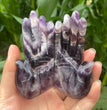 12CM Chevron Amethyst Labradorite Hands Palm Carvings