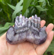 12CM Chevron Amethyst Labradorite Hands Palm Carvings