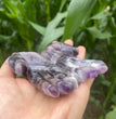 12CM Chevron Amethyst Labradorite Hands Palm Carvings